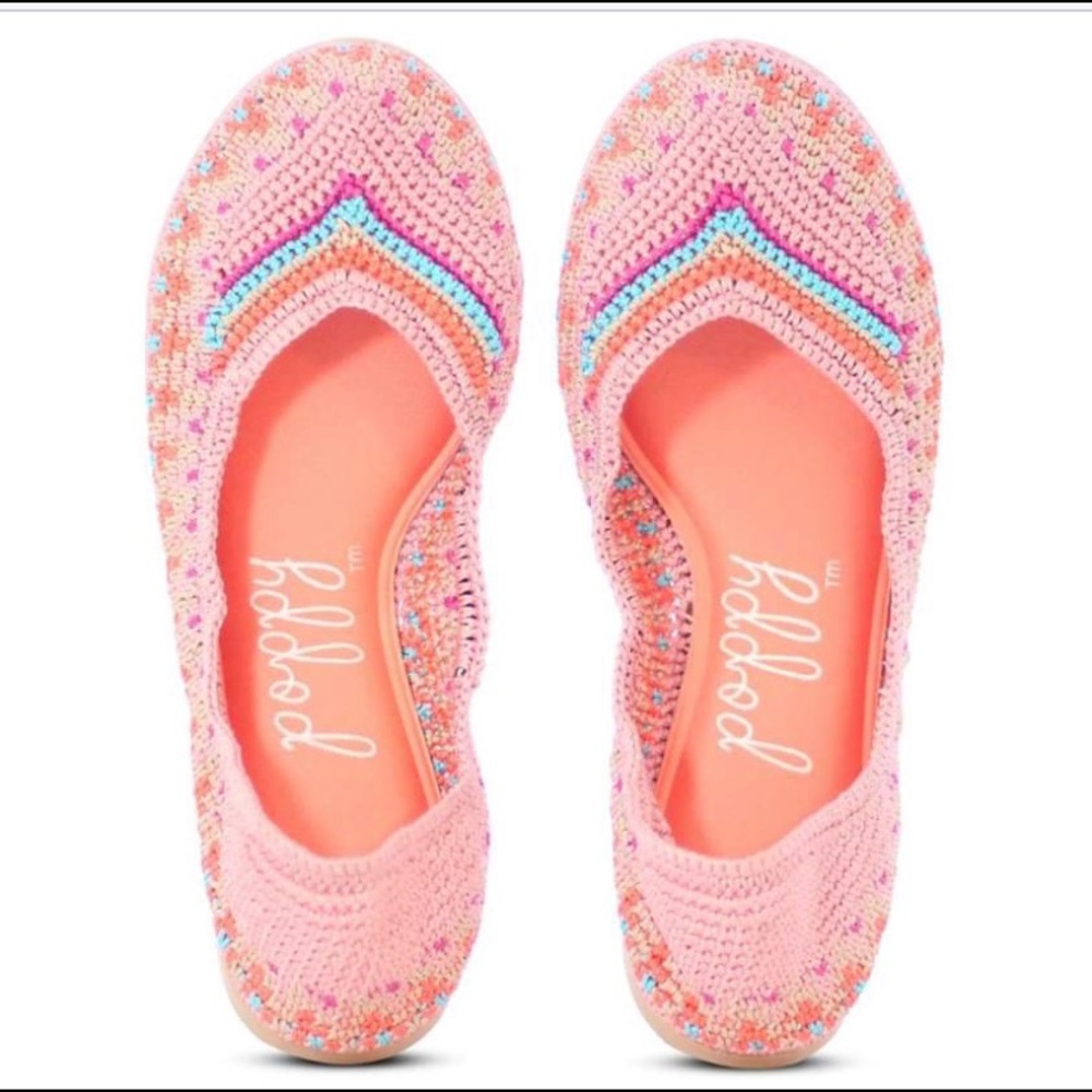 Poppy Crocheted Delyte Breathable Flats Sz 7 NEW